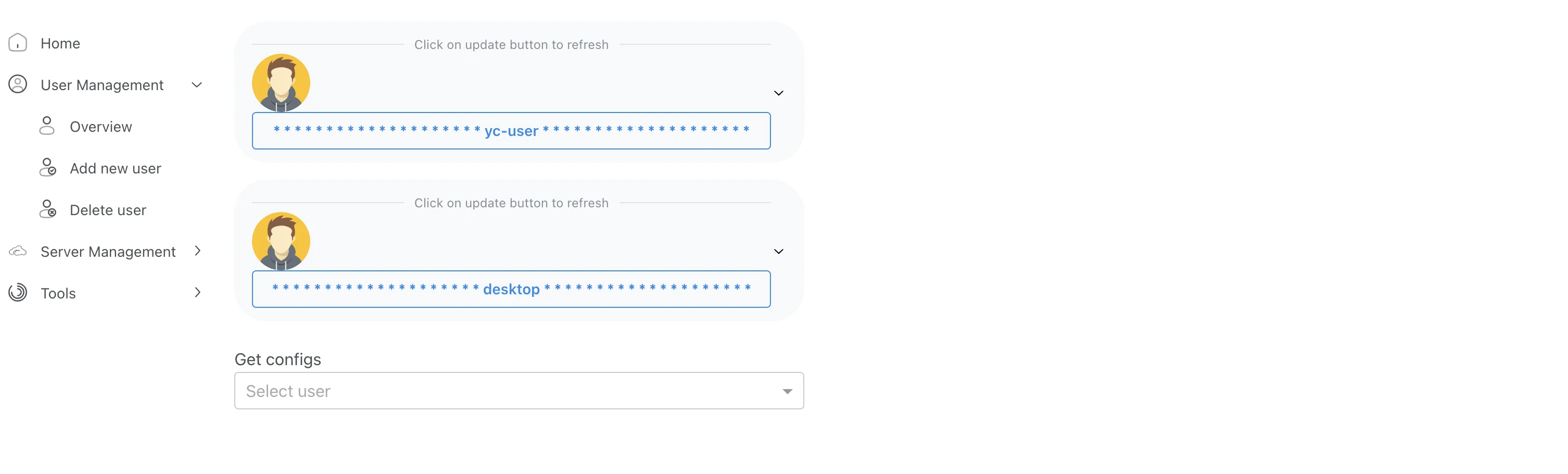 Niflheim existing users list overview
