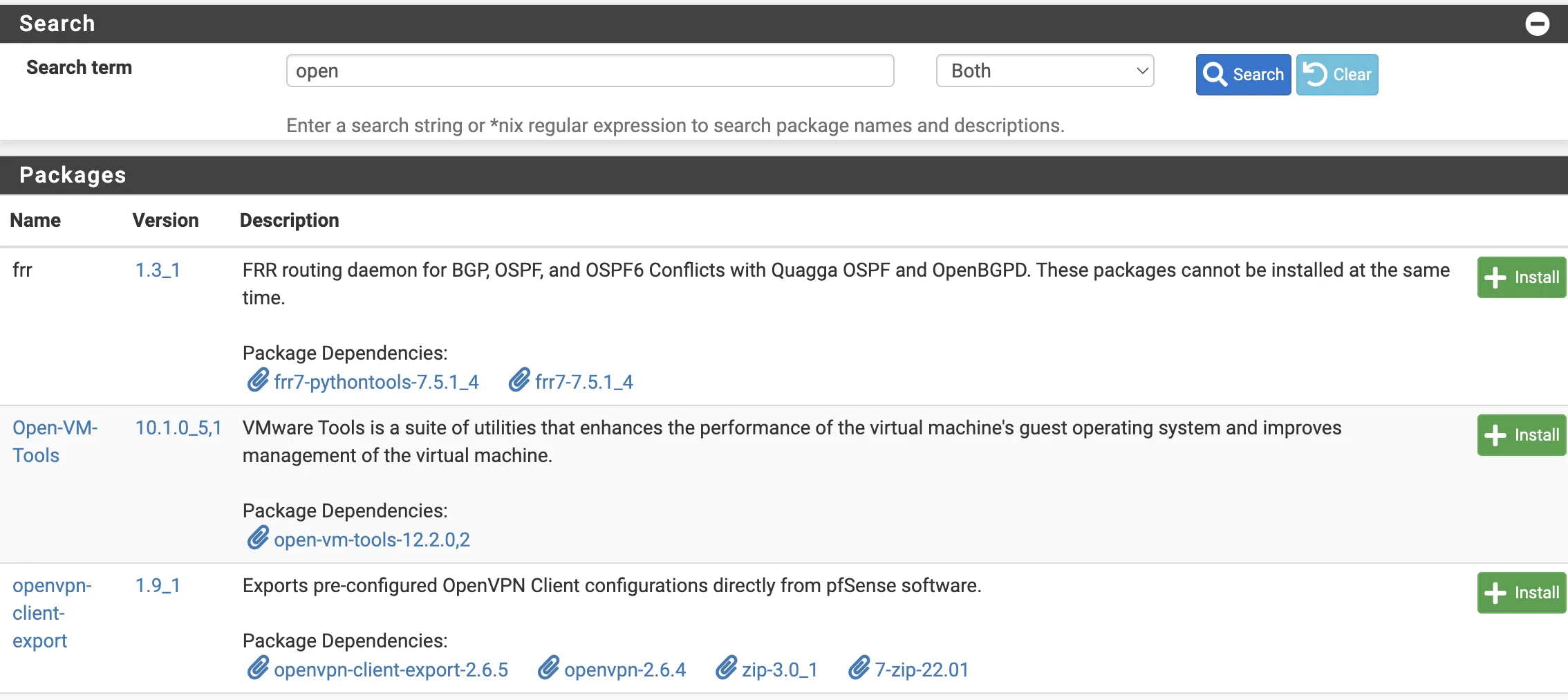 Установка пакета openvpn-client-export в pfSense
