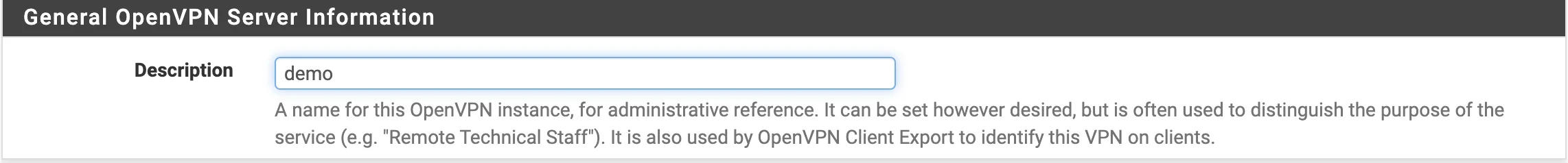 Основная информация о сервере OpenVPN