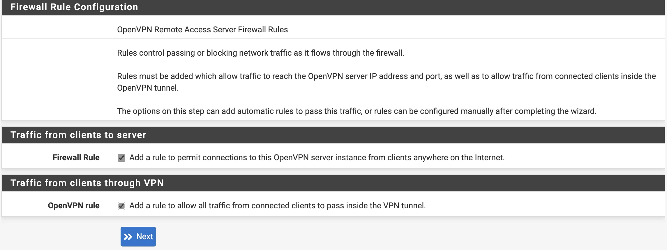 Настройка правил Firewall и OpenVPN