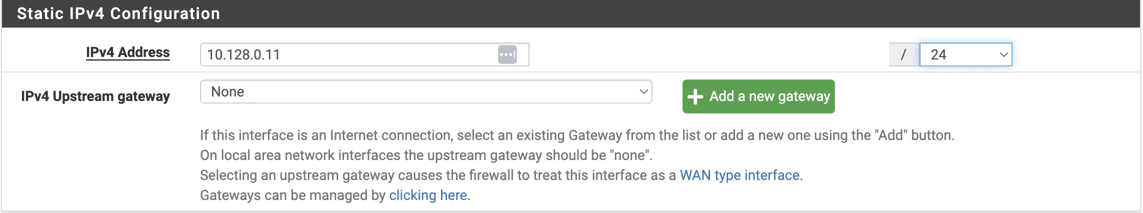 Настройка IP-адреса и маски подсети pfSense
