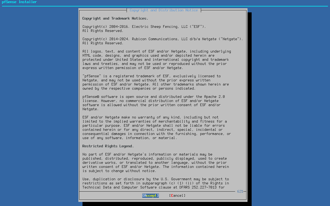 pfSense installer boot menu