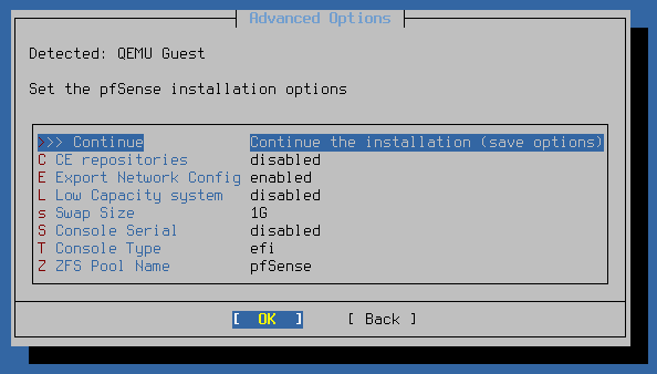 pfSense installer partitioning