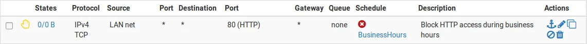 Applying a schedule to a firewall rule