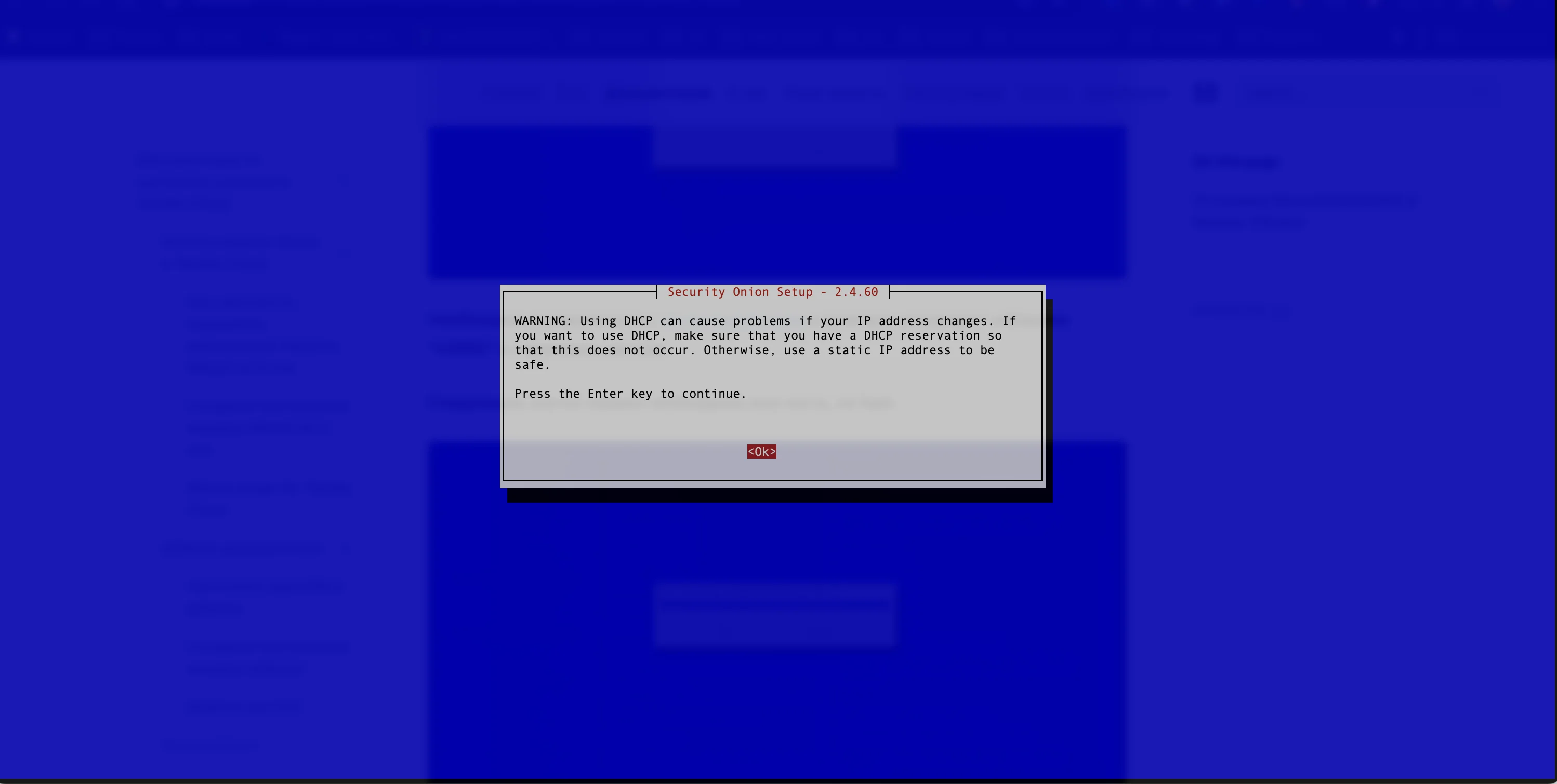 Предупреждение о DHCP в SecurityOnion