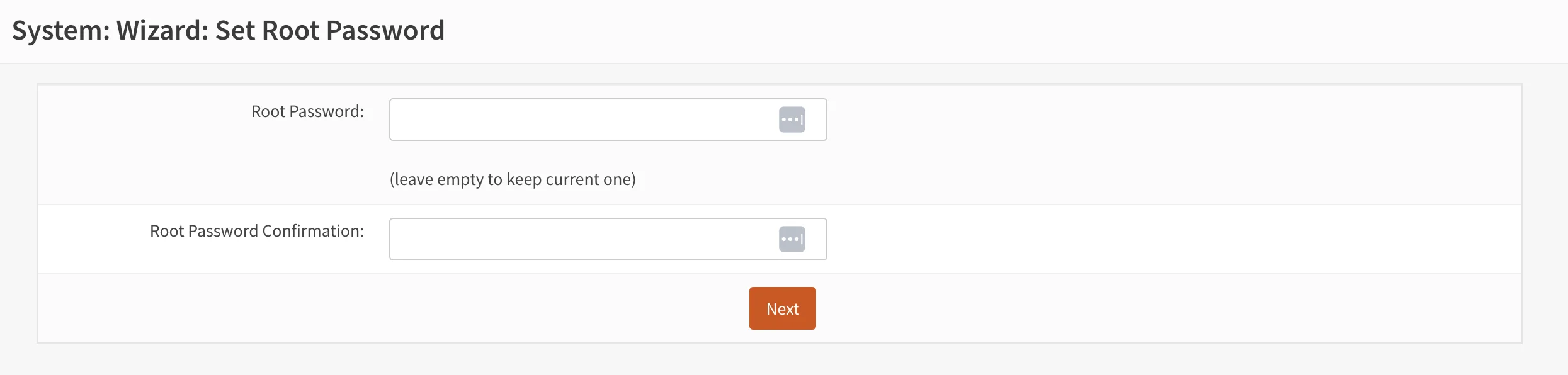 OPNsense root password change screen