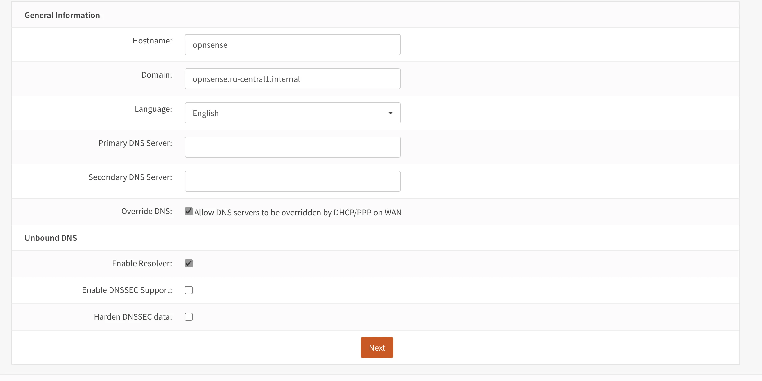 OPNsense main configuration parameters